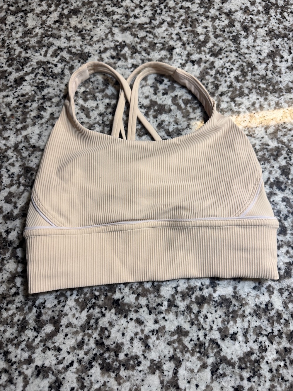 Light Beige Ribbed Strappy Sports Bra - Women Intimates